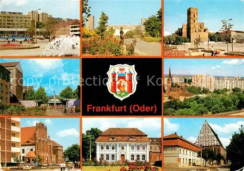 AK / Ansichtskarte Frankfurt Oder Hotel Stadt Frankfurt Karl Marx Strasse Rathaus Botanischer Garten Kleist Gedenkstaette Forschungsstaette Marienkirche Salvador Allende Hoehe Konzerthalle Collegienhaus Stadtarchiv Kat. Frankfurt Oder