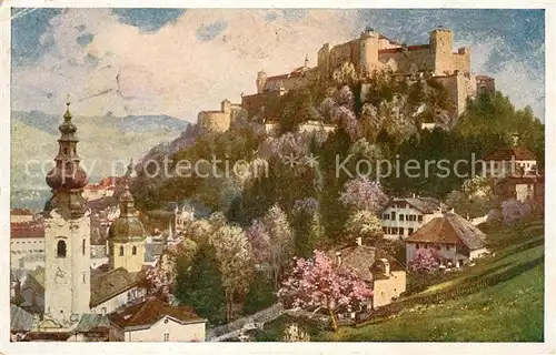 AK / Ansichtskarte Salzburg Oesterreich Kuenstlerkarte Burgpartie Kat. Salzburg