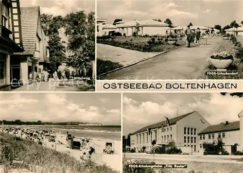 AK / Ansichtskarte Boltenhagen Ostseebad Mittelweg FDGB Urlauberdorf Strand FDGB Erholungsheim Fritz Reuter Kat. Ostseebad Boltenhagen