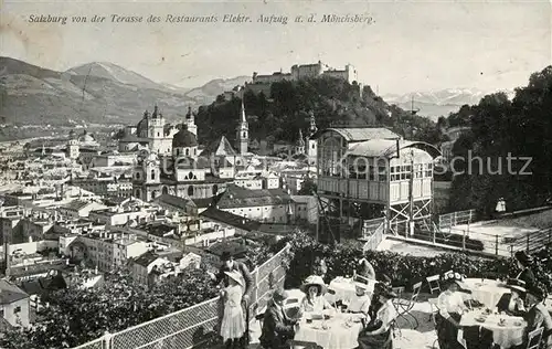 AK / Ansichtskarte Salzburg Oesterreich Elektrischer Aufzug Moenchsberg Terrassenrestaurant Kat. Salzburg