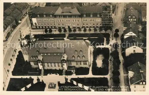 AK / Ansichtskarte Clausthal Zellerfeld Fliegeraufnahme Bergakademie Kirche Kriegerdenkmal Kat. Clausthal Zellerfeld