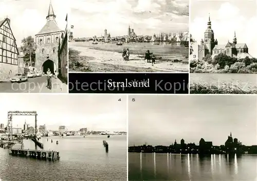 AK / Ansichtskarte Stralsund Mecklenburg Vorpommern Kuetertor Stralsund Marienkirche Ruegendammbruecke Hafenblick Kat. Stralsund