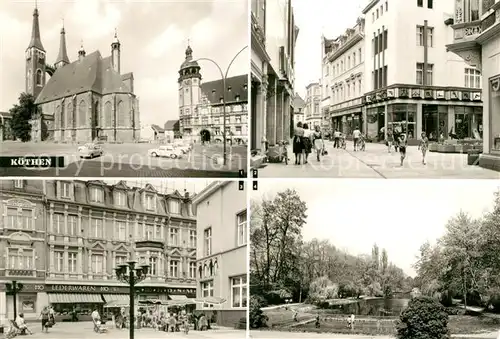 AK / Ansichtskarte Koethen Anhalt Marktplatz St Jakobskirche Rathaus Schalaunische Str Hubertusteich Kat. Coethen