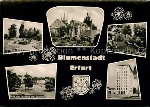 AK / Ansichtskarte Erfurt Im Stadtpark Dom und Severi Treppenaufgang Petersberg Domplatz Hochhaus Kat. Erfurt