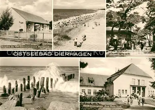 AK / Ansichtskarte Dierhagen Ostseebad Bungalow Strand Ladenstrasse FDGB Erholungsheim Ernst Moritz Arndt Kat. Dierhagen Ostseebad