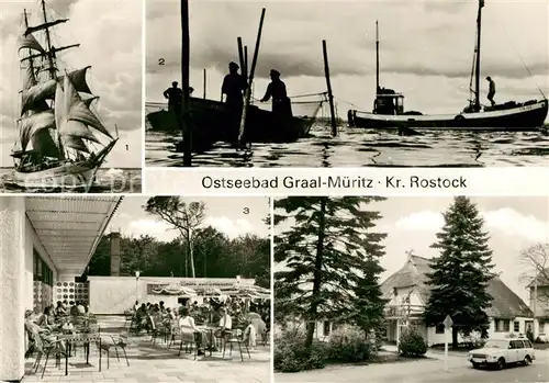 AK / Ansichtskarte Graal Mueritz Ostseebad Segelschulschiff Wilhelm Pieck Am Bodden Broiler Gaststaette Kat. Seeheilbad Graal Mueritz