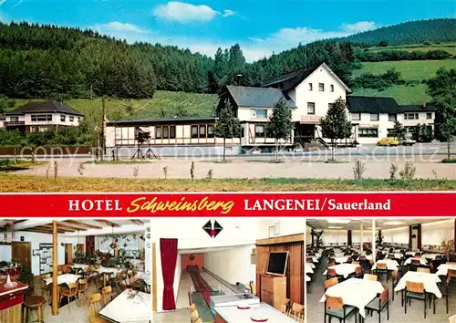 AK / Ansichtskarte Langenei Hotel Schweinsberg Gaststube Kegelbahn Speisesaal Kat. Lennestadt