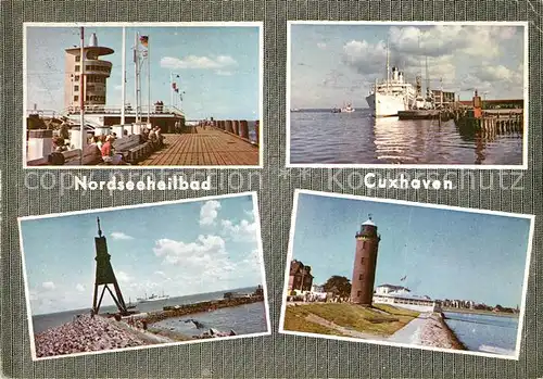 AK / Ansichtskarte Cuxhaven Nordseebad Mole Dampfer Leuchtturm Kat. Cuxhaven