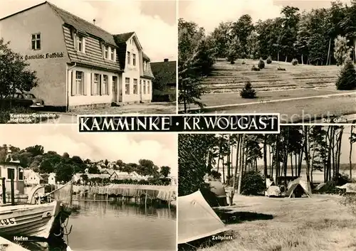 AK / Ansichtskarte Kamminke Konsum Gaststaeaete Haffblick Hafen Zeltplatz Kat. Kamminke