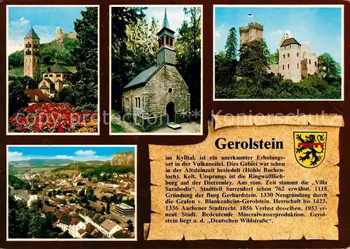 AK / Ansichtskarte Gerolstein Erloeserkirche Buschkapelle Kasselburg Panorama Kat. Gerolstein