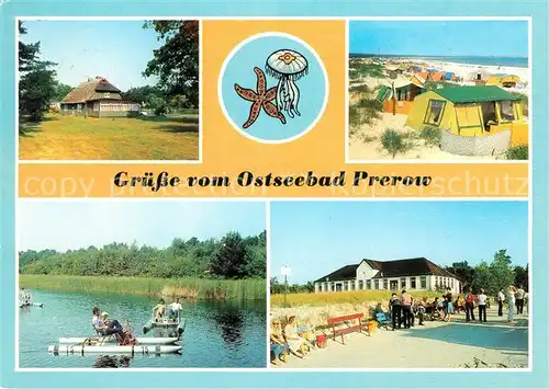 AK / Ansichtskarte Prerow Ostseebad Rohrdachhaus Campingplatz A 19 Wassertreter Prerowstrom Duenenhaus Kat. Darss