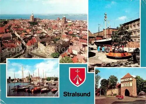 AK / Ansichtskarte Stralsund Mecklenburg Vorpommern Blick von St Marien Meeresmuseum Hafen Kniepertor Kat. Stralsund