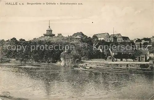 AK / Ansichtskarte Halle Saale Bergschaenke in Croellwitz vom Giebichenstein aus Kat. Halle