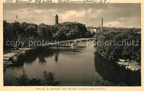 AK / Ansichtskarte Halle Saale Blick ueber die Saale zur Burg Giebichenstein Kat. Halle