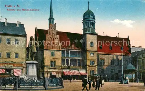 AK / Ansichtskarte Halle Saale Rathaus und Haendel Denkmal Kat. Halle