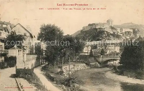 AK / Ansichtskarte Lourdes Hautes Pyrenees Vue des Villas le Gave et le Fort Kat. Lourdes