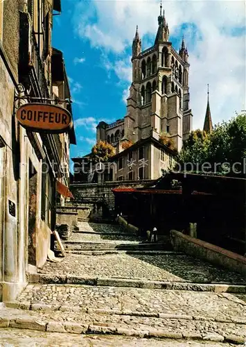 AK / Ansichtskarte Lausanne VD Cathedrale et les escaliers du marche Kat. Lausanne