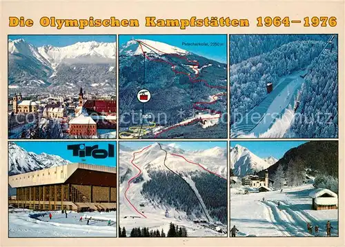 AK / Ansichtskarte Olympia Innsbruck Bobbahn Bergiselstadion Olympiazentrum Axamer Lizum Kat. Sport