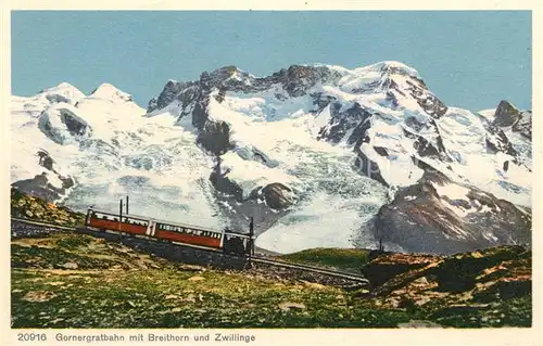 AK / Ansichtskarte Gornergratbahn mit Breithorn und Zwillinge Kat. Gornergrat