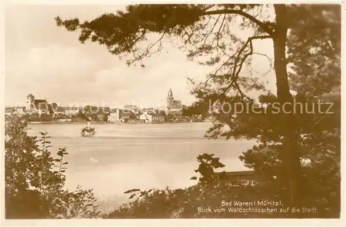 AK / Ansichtskarte Waren Mueritz Blick vom Waldschloesschen auf die Stadt Kat. Waren Mueritz