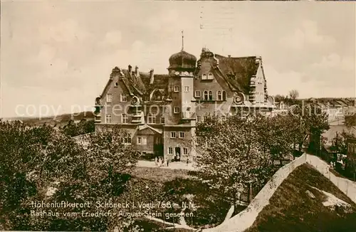 AK / Ansichtskarte Schoeneck Vogtland Rathaus Blick vom Friedrich August Stein Kat. Schoeneck Vogtland