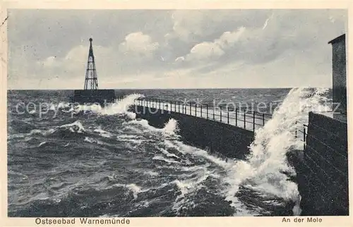 AK / Ansichtskarte Warnemuende Ostseebad Mole Leuchtturm Kat. Rostock