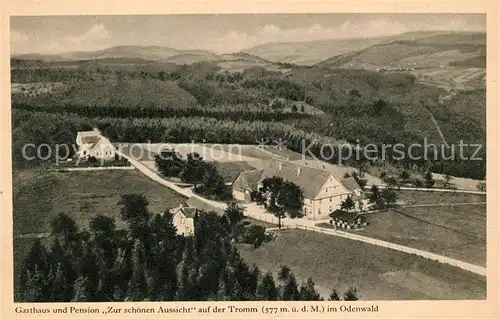 AK / Ansichtskarte Waldmichelbach Gasthaus Pension Zur schoenen Aussicht auf der Tromm Odenwald Fliegeraufnahme Kat. Wald Michelbach