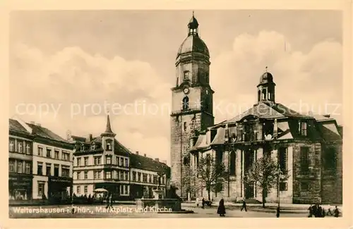 AK / Ansichtskarte Waltershausen Gotha Marktplatz Kirche Kat. Waltershausen