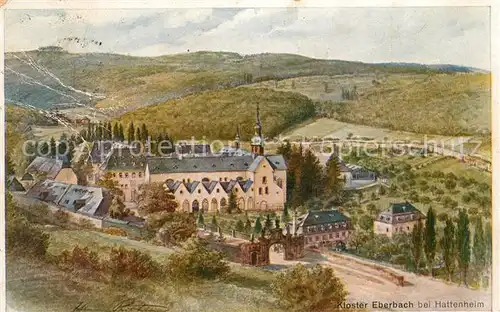 AK / Ansichtskarte Hattenheim Rheingau Kloster Eberbach Kuenstlerkarte Kat. Eltville am Rhein