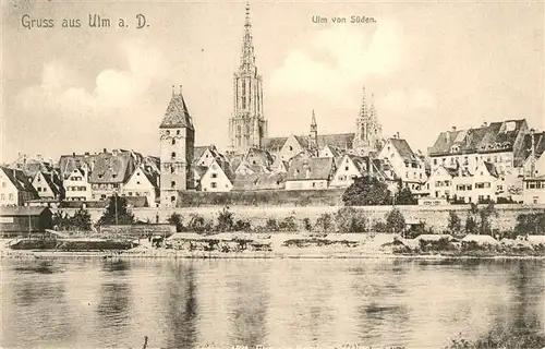 AK / Ansichtskarte Ulm Donau Teilansicht mit Muenster Kat. Ulm