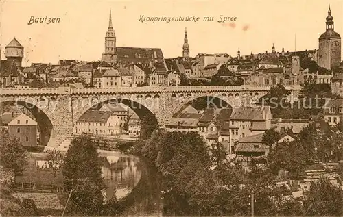 AK / Ansichtskarte Bautzen Kronprinzenbruecke mit Spree Kat. Bautzen