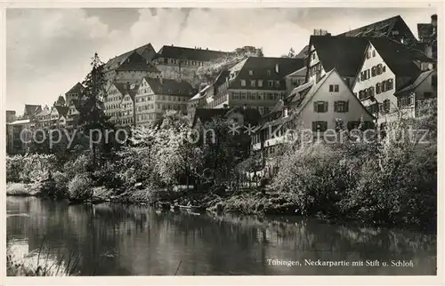 AK / Ansichtskarte Tuebingen Neckarpartie mit Stift und Schloss Kat. Tuebingen