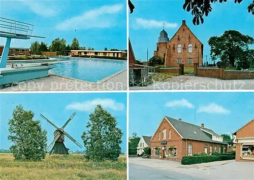 AK / Ansichtskarte Ihlow Ostfriesland Riepe Windmuehle Schwimmbad Kirche  Kat. Ihlow