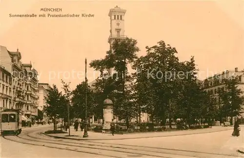 AK / Ansichtskarte Muenchen Sonnenstrasse Protestantische Kirche Kat. Muenchen