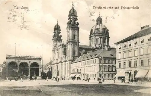 AK / Ansichtskarte Muenchen Theatinerkirche Feldherrnhalle Kat. Muenchen