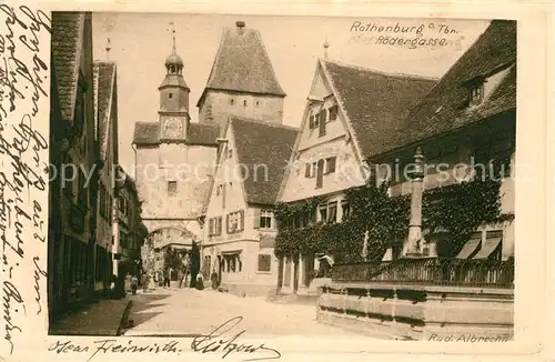 AK / Ansichtskarte Rothenburg Tauber Roedergasse Stadttor Kat. Rothenburg ob der Tauber