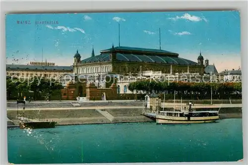 AK / Ansichtskarte Mainz Rhein Stadthalle Schiffsanleger