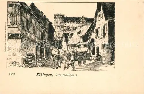 AK / Ansichtskarte Tuebingen Salzstadelgasse Kuenstlerkarte Kat. Tuebingen