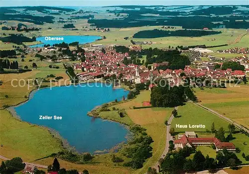 AK / Ansichtskarte Kisslegg Fliegeraufnahme mit Kurhaus Loretto Zeller See und Obersee Kat. Kisslegg