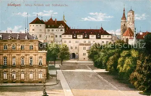 AK / Ansichtskarte Stuttgart Altes Schloss mit Stiftskirche Kat. Stuttgart