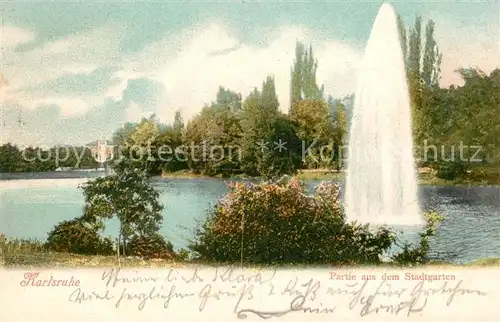 AK / Ansichtskarte Karlsruhe Baden Stadtgarten