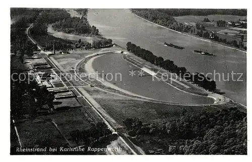 AK / Ansichtskarte Karlsruhe Baden Fliegeraufnahme Rheinstrand Rappenwoerth