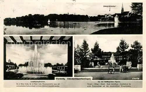 AK / Ansichtskarte Chemnitz Schlossteichparkanlagen Leuchtspringbrunnen Schloss Miramar Kat. Chemnitz