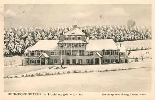 AK / Ansichtskarte Benneckenstein Harz Erholungsheim Georg Zeidler Haus Winterlandschaft