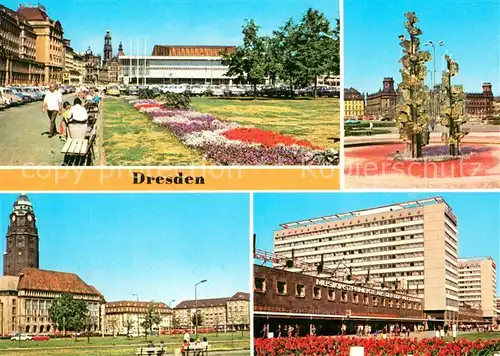 AK / Ansichtskarte Dresden Altmarkt Glasbrunnen Pirnaischer Platz Rathaus Prager Strasse Kat. Dresden Elbe