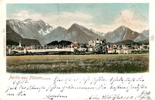 AK / Ansichtskarte Fuessen Allgaeu Teilansicht mit Schloss Alpen Kat. Fuessen