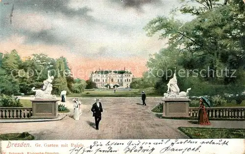 AK / Ansichtskarte Dresden Grosser Garten mit Palais Skulpturen Kat. Dresden Elbe