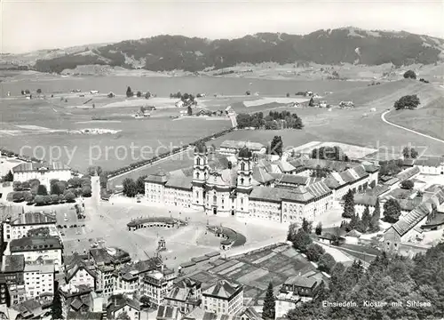 AK / Ansichtskarte Einsiedeln SZ Kloster mit Sihlsee Fliegeraufnahme Kat. Einsiedeln