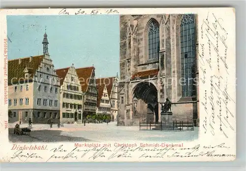 AK / Ansichtskarte Dinkelsbuehl Marktplatz mit Christoph Schmidt Denkmal Kat. Dinkelsbuehl