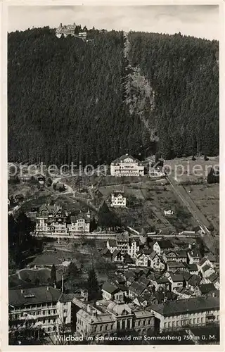 AK / Ansichtskarte Wildbad Schwarzwald Fliegeraufnahme mit Sommerberg Kat. Bad Wildbad